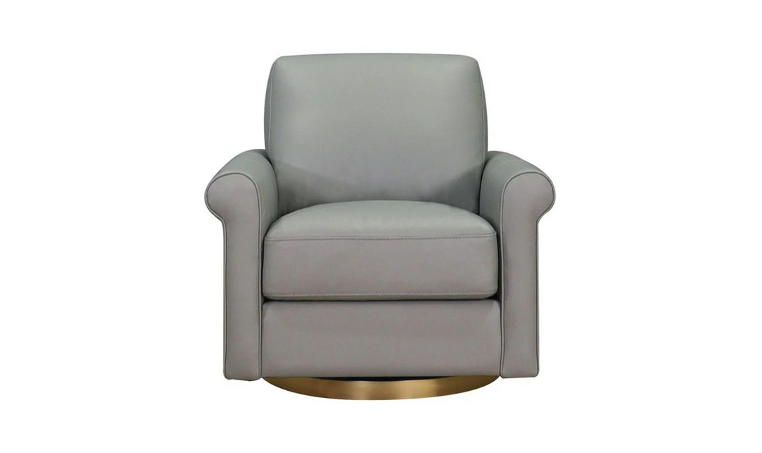 Laguna Swivel Leather Chair with Rolled Arms