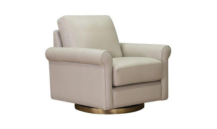 Laguna Swivel Leather Chair with Rolled Arms