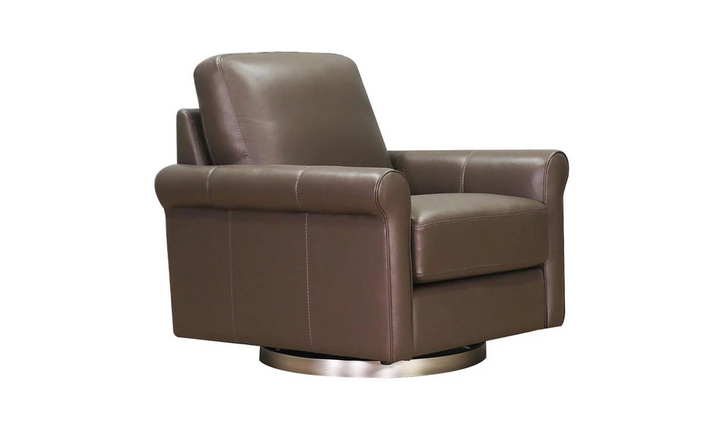 Laguna Swivel Leather Chair with Rolled Arms