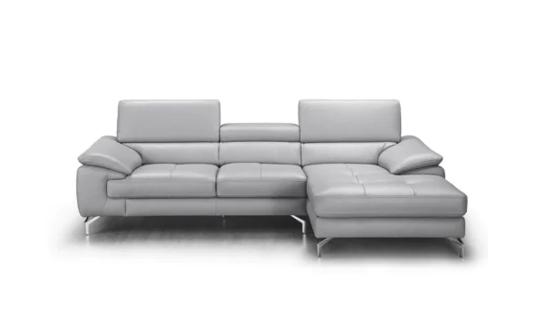 Jennifer Italia Latitude 3-Seater Leather Sectional Sofa in Light Gray