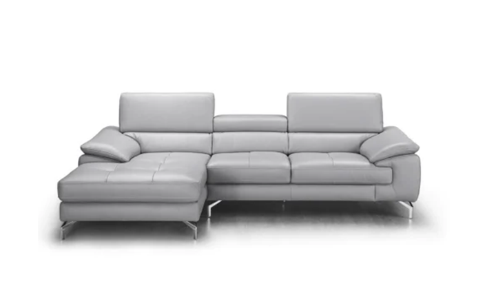 Jennifer Italia Latitude 3-Seater Leather Sectional Sofa in Light Gray