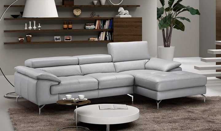 Jennifer Italia Latitude 3-Seater Leather Sectional Sofa in Light Gray