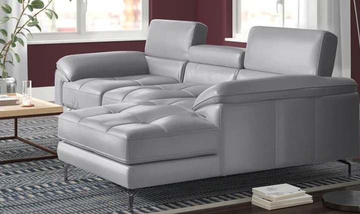 Jennifer Italia Latitude 3-Seater Leather Sectional Sofa in Light Gray