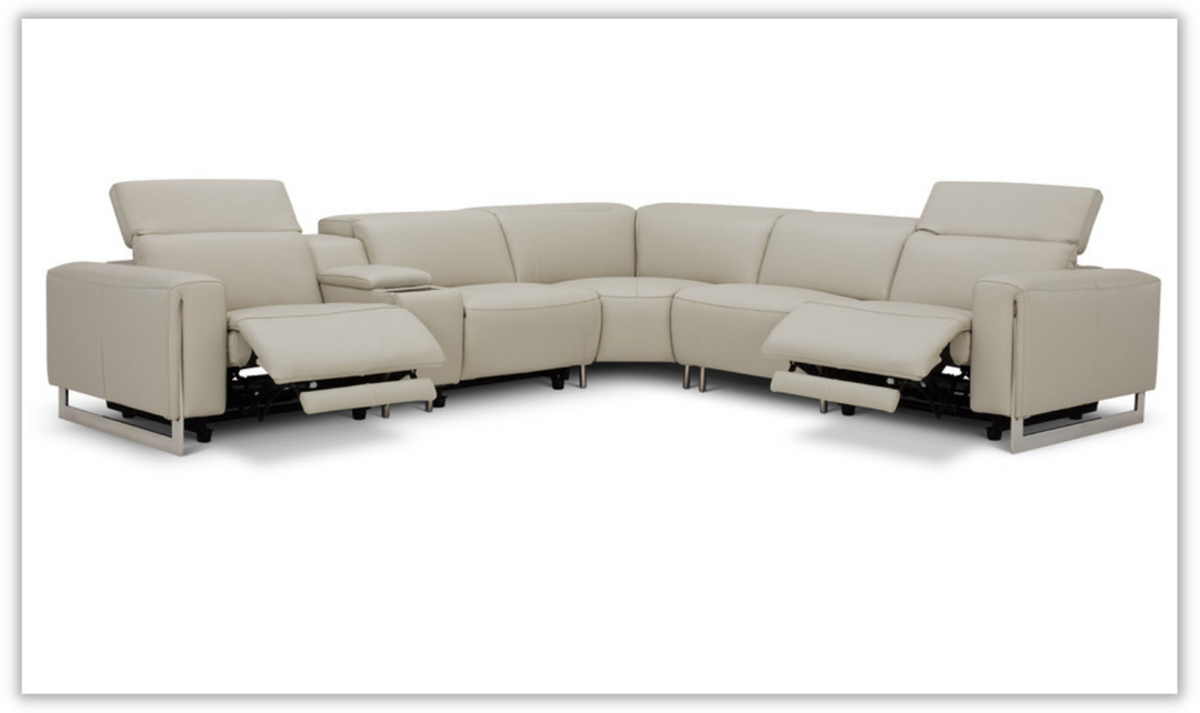 Gio Italia Latitude Hudson 6PC Leather Power Recliner Sectional Sofa