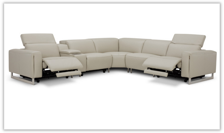 Gio Italia Latitude Hudson 6PC Leather Power Recliner Sectional Sofa