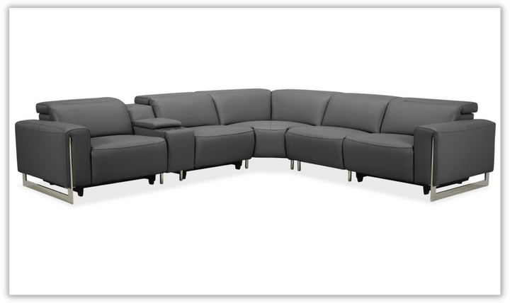 Gio Italia Latitude Hudson 6PC Leather Power Recliner Sectional Sofa