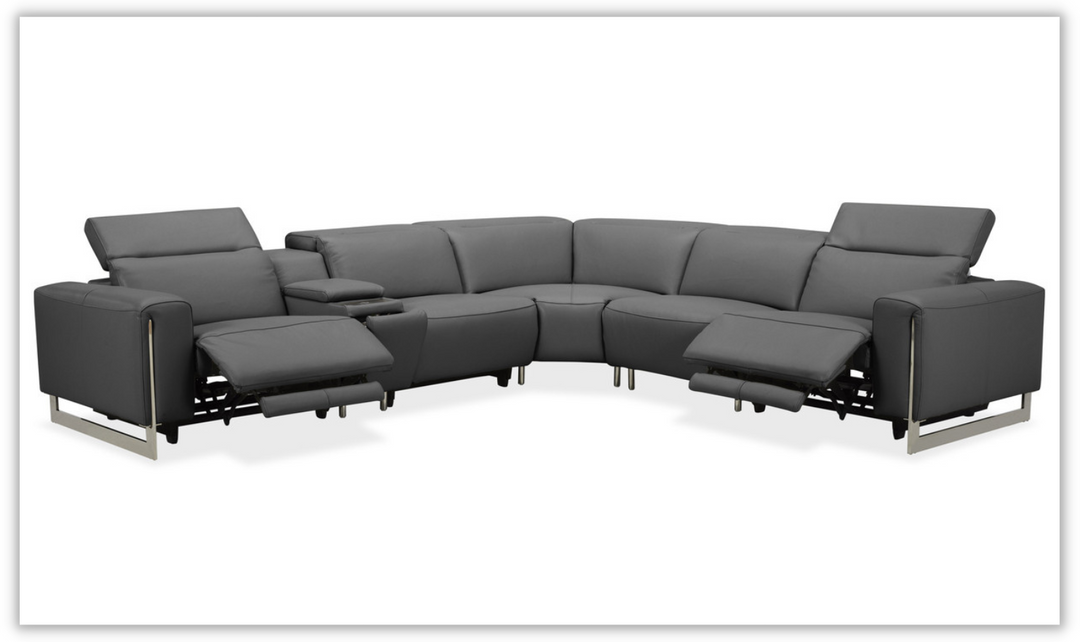 Gio Italia Latitude Hudson 6PC Leather Power Recliner Sectional Sofa