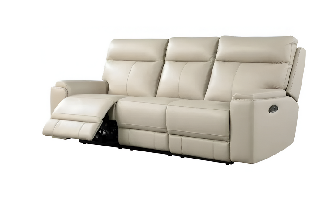 Leather Italia Bryant 3-Seater Taupe Power Reclining Leather Sofa