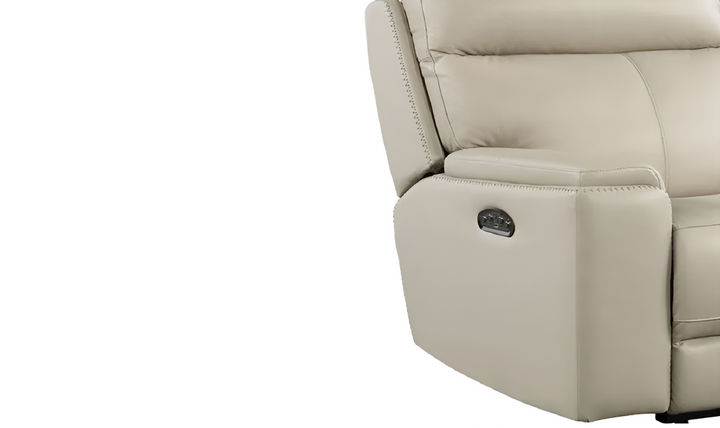 Leather Italia Bryant Power Recliner Chair with Adjustable Headrest In Taupe