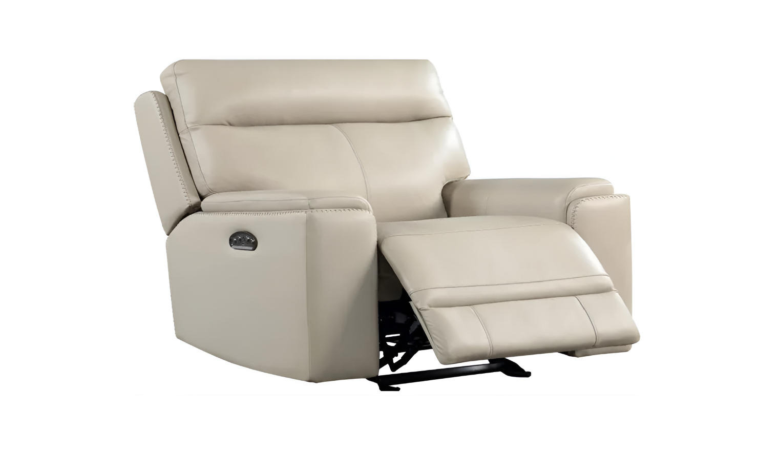 Leather Italia Bryant Power Recliner Chair with Adjustable Headrest In Taupe