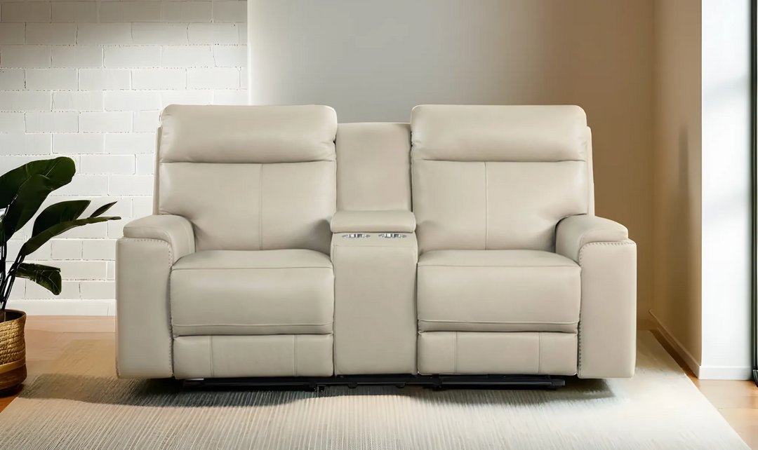 Leather Italia Bryant Taupe Leather Power Reclining Living Room Set- jennifer furniture