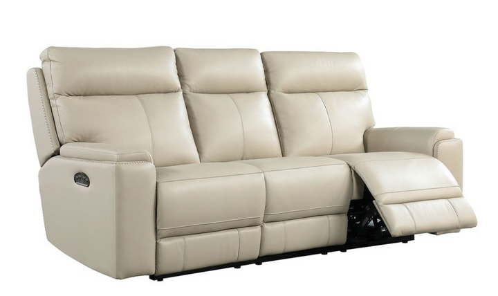 Leather Italia Bryant Taupe Leather Power Reclining Living Room Set- jennifer furniture