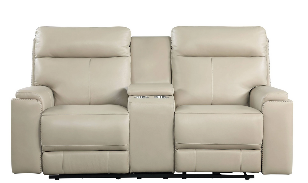 Leather Italia Bryant Taupe Leather Power Reclining Living Room Set- jennifer furniture