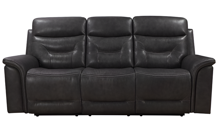 Leather Italia Bullard Gray Leather Power Reclining Living Room Set- jennifer furniture