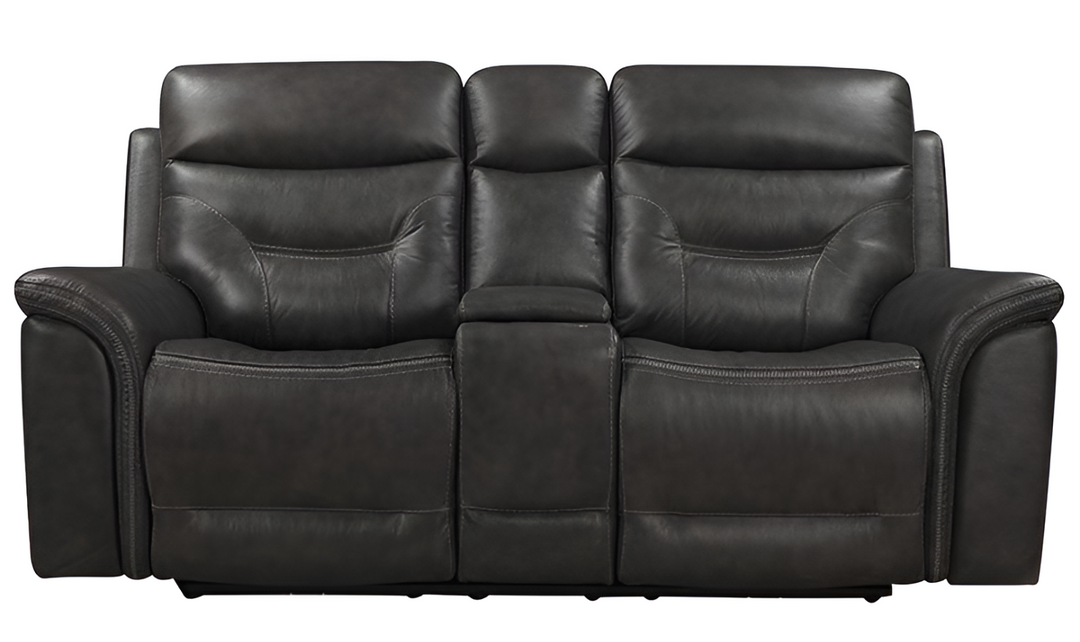 Leather Italia Bullard Gray Leather Power Reclining Living Room Set- jennifer furniture