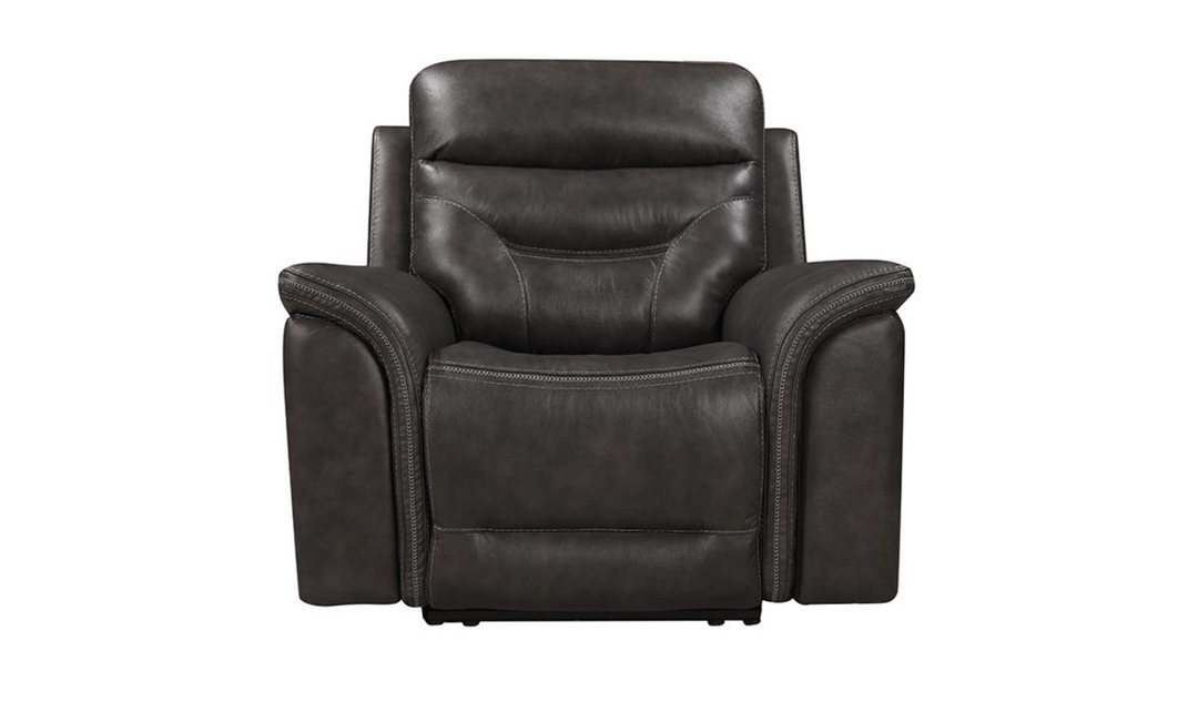 Leather Italia Bullard Gray Leather Power Reclining Living Room Set- jennifer furniture