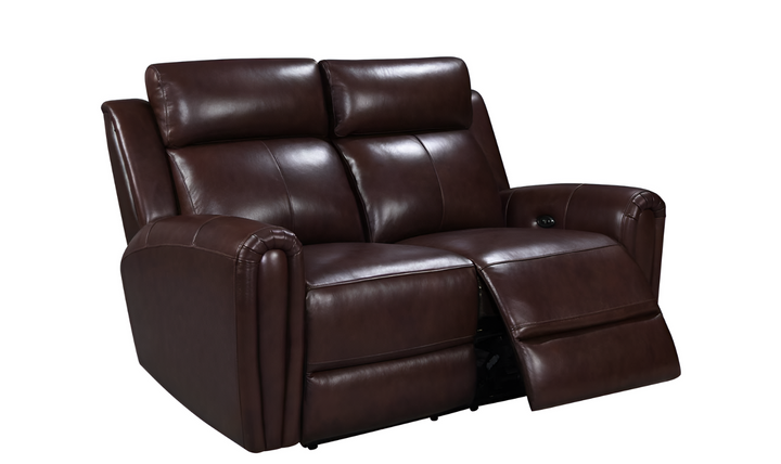 Leather Italia Jonathan Power Reclining Leather Loveseat with USB Port-Jennifer Furniture