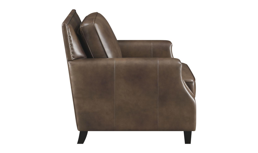 Leaton Brown Faux Leather Upholstered Living Room Set-Jennifer Furniture