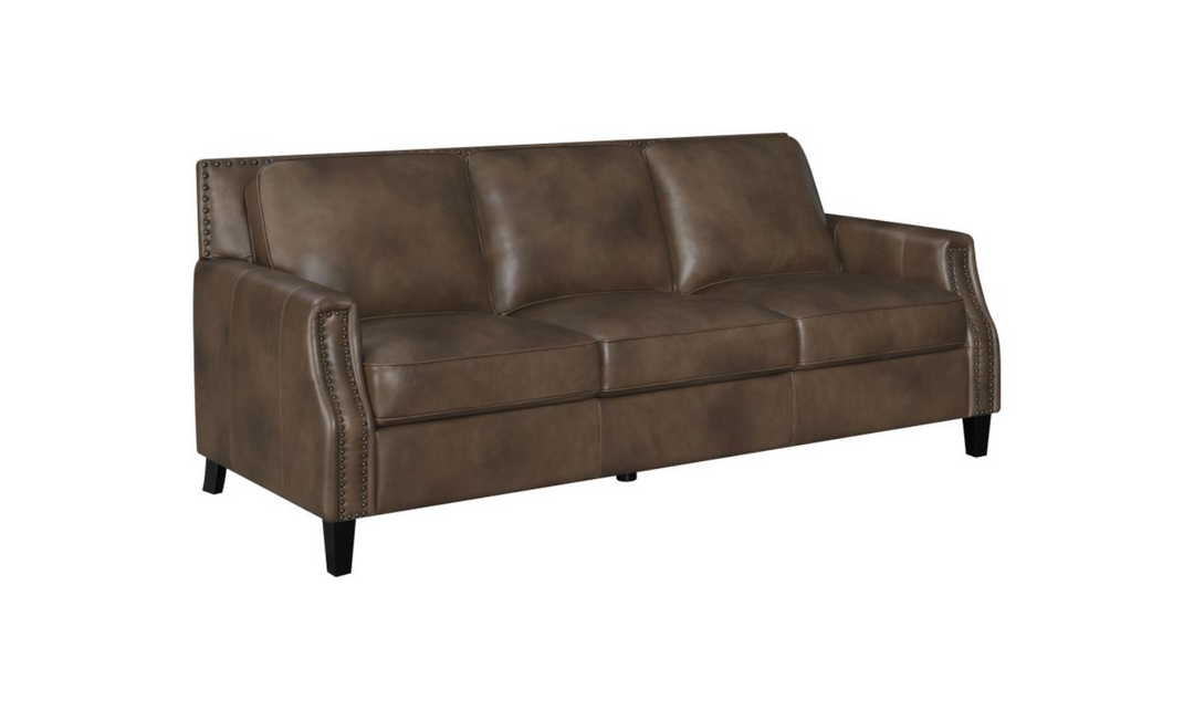 Leaton Brown Faux Leather Upholstered Living Room Set-Jennifer Furniture