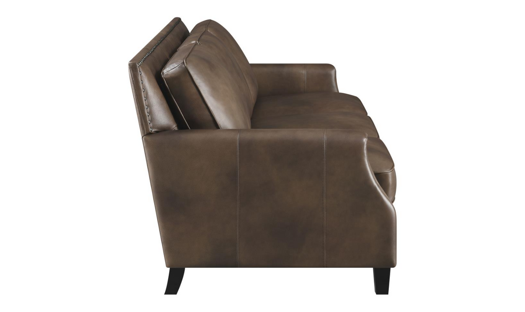 Leaton Brown Faux Leather Upholstered Living Room Set-Jennifer Furniture