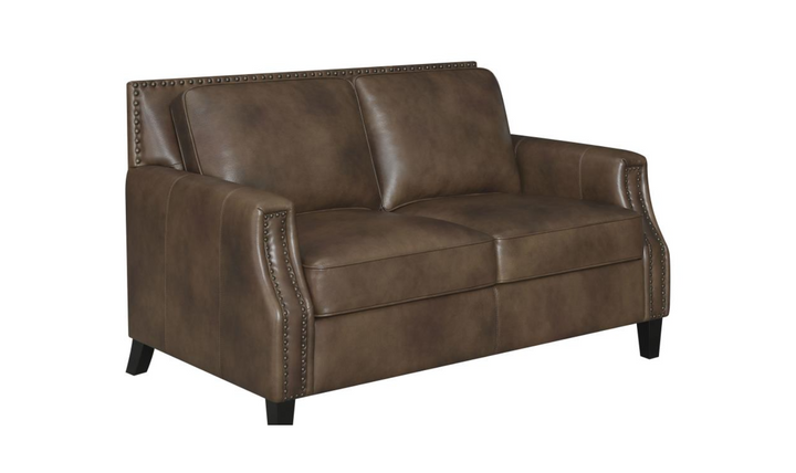 Leaton Brown Faux Leather Upholstered Living Room Set-Jennifer Furniture