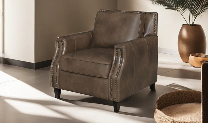 Leaton Upholstered Recessed Arm Chair Brown Sugar-Jennifer Furniture