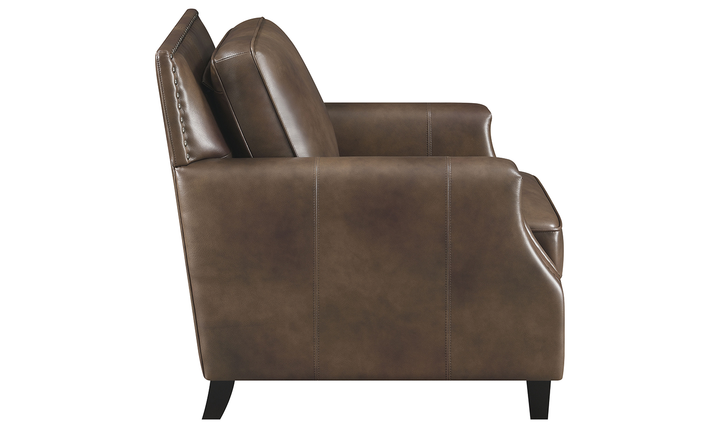 Leaton Upholstered Recessed Arm Chair Brown Sugar-Jennifer Furniture