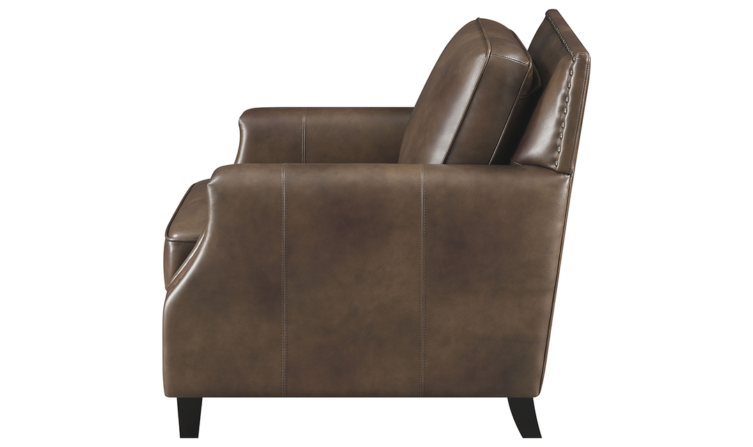 Leaton Upholstered Recessed Arm Chair Brown Sugar-Jennifer Furniture