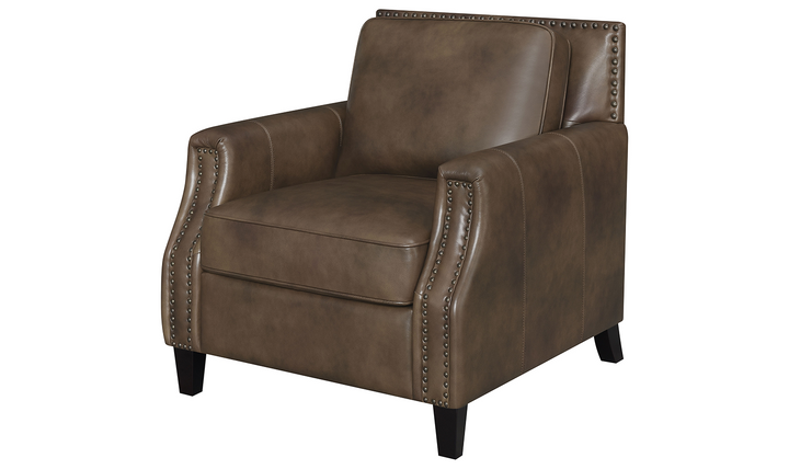 Leaton Upholstered Recessed Arm Chair Brown Sugar-Jennifer Furniture