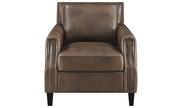 Leaton Upholstered Recessed Arm Chair Brown Sugar-Jennifer Furniture