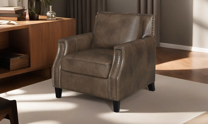 Leaton Upholstered Recessed Arm Chair Brown Sugar-Jennifer Furniture