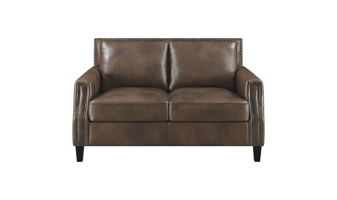 Leaton Upholstered Recessed Arm Loveseat Brown Sugar-Jennifer Furniture