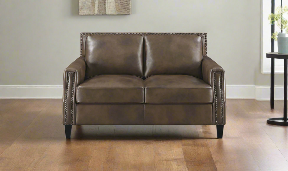 Leaton Upholstered Recessed Arm Loveseat Brown Sugar-Jennifer Furniture