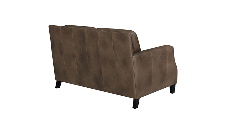 Leaton Upholstered Recessed Arm Loveseat Brown Sugar-Jennifer Furniture