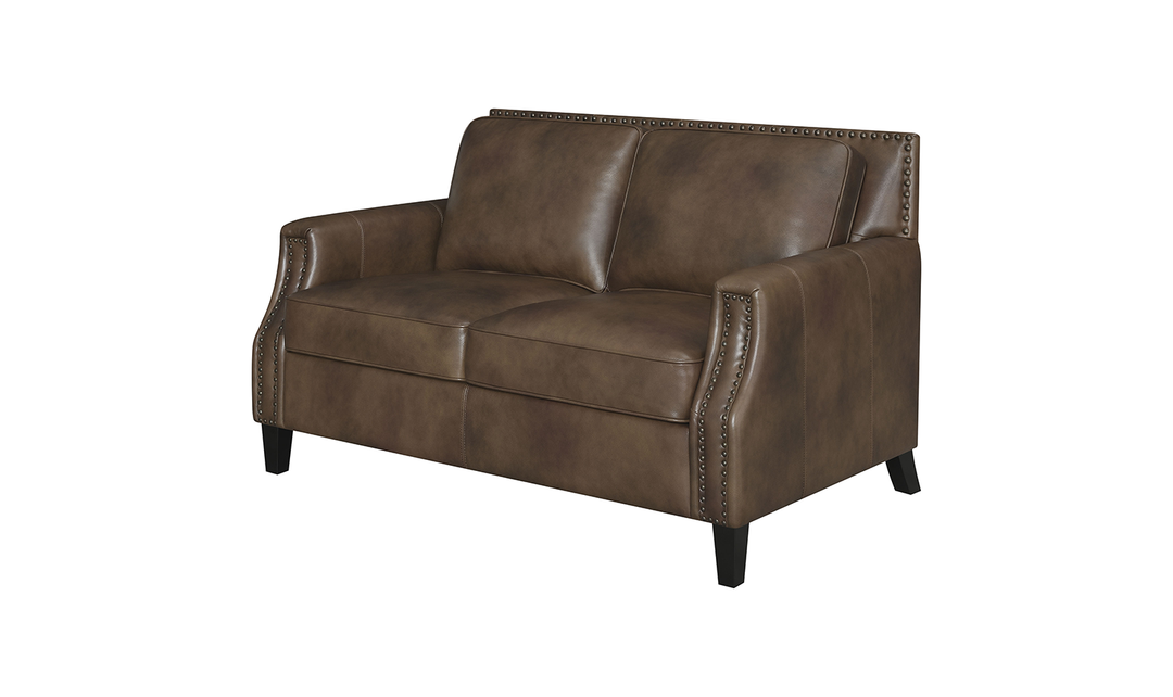 Leaton Upholstered Recessed Arm Loveseat Brown Sugar-Jennifer Furniture