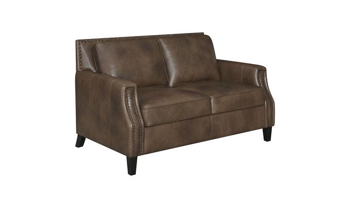 Leaton Upholstered Recessed Arm Loveseat Brown Sugar-Jennifer Furniture