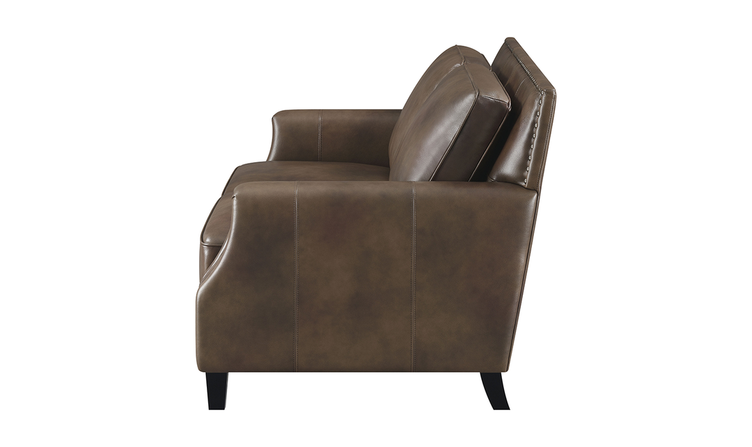 Leaton Upholstered Recessed Arm Loveseat Brown Sugar-Jennifer Furniture