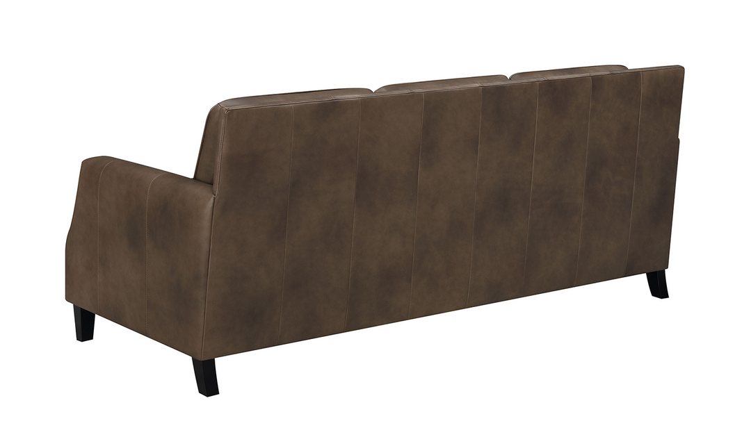 Leaton Upholstered Recessed Arm Sofa Brown Sugar-Jennifer Furniture