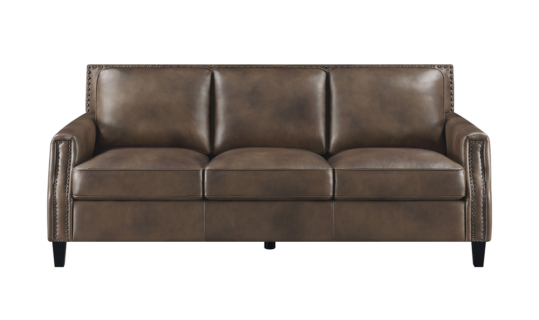 Leaton Upholstered Recessed Arm Sofa Brown Sugar-Jennifer Furniture