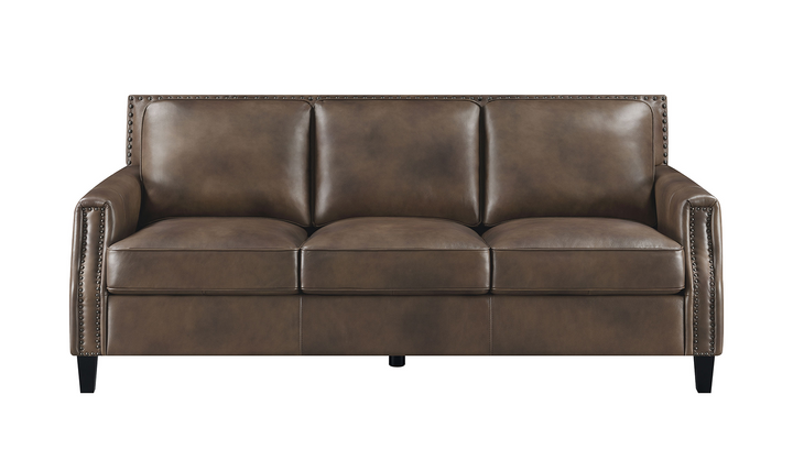 Leaton Upholstered Recessed Arm Sofa Brown Sugar-Jennifer Furniture