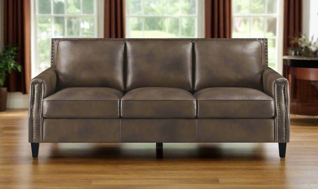 Leaton Upholstered Recessed Arm Sofa Brown Sugar-Jennifer Furniture