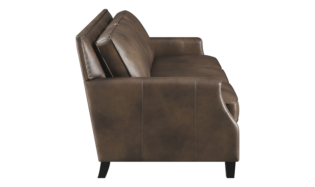 Leaton Upholstered Recessed Arm Sofa Brown Sugar-Jennifer Furniture