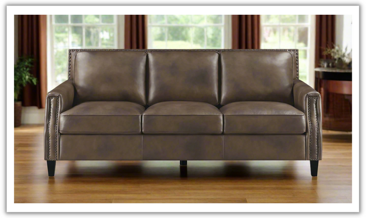 Leaton Upholstered Recessed Arm Sofa Brown Sugar-Jennifer Furniture