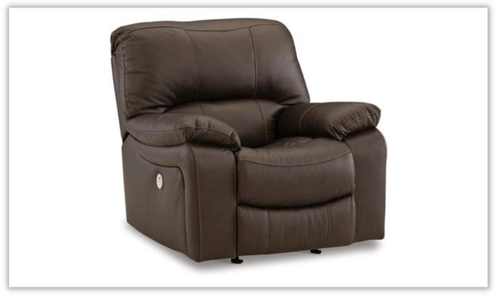 Leesworth Dark Brown Leather Power Recliner