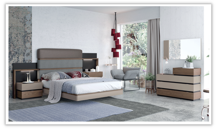 ESF Italia Leo Modern Bed with Upholstered Headboard (King / Queen)