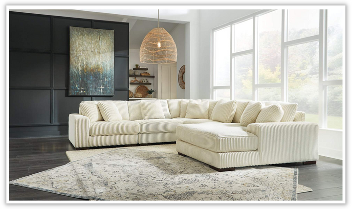 Modern Heritage Lindyn 5 Pieces Fabric Sectional with Chaise