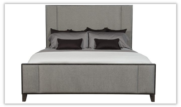 Bernhardt Linea Cerused Charcoal Upholstered Panel Bed