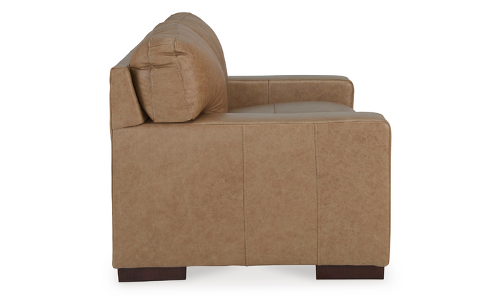 Lombardia Brown Leather Loveseat with Track Arms-Jennifer Furniture