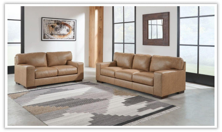 Lombardia stationary brown leather living room set