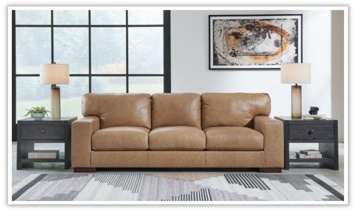 Lombardia 3-Seater Brown Leather Sofa with Track Arms